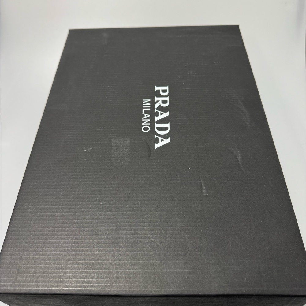 Prada Triangle-Logo Leather Sneakers White Gold Men’s Size 10 - Picture 9 of 9